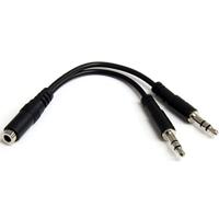 StarTech.com 3,5 mm audio jack Y-kabel - headset splitter - adapter - 1 x 3,5 mm 4 posities bus 2 x 3,5 mm 3-positie stekker - zwart
