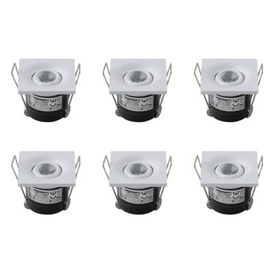 LED Veranda Spot Verlichting 6 Pack - Inbouw Vierkant 1W - Natuurlijk Wit 4200K - Mat Wit Aluminium - 40mm