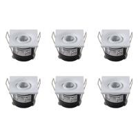 LED Veranda Spot Verlichting 6 Pack - Inbouw Vierkant 1W - Natuurlijk Wit 4200K - Mat Wit Aluminium - 40mm