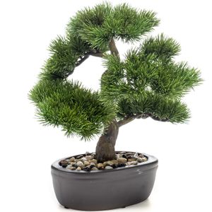 Bonsai boompje Pinus Parviflora kunstplant in kunststof pot 32 cm   -