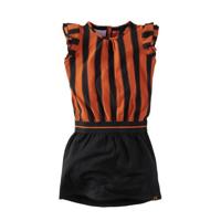 Z8 gestreepte jurk Claudette zwart/roestbruin