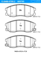 Remblokkenset, schijfrem ATE, u.a. für Vauxhall, Opel, Chevrolet