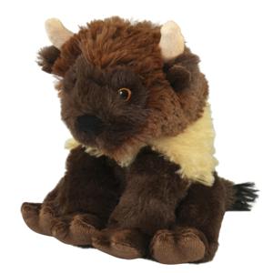 Nature Planet Knuffeldier Bizon - zachte pluche stof - bruin - kwaliteit knuffels - 14 cm   -