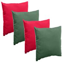 Bank/sier/tuin kussens voor binnen/buiten set 4x stuks rood/groen 40 x 40 cm