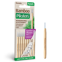 Bamboo Piksters Interdental Brushes Fine - Paars - 8 stuks - thumbnail