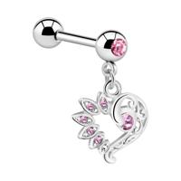 Jeweled Barbell with Charm Chirurgisch staal 316L / Belegde messing Barbells - thumbnail