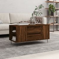 Salontafel 102x44,5x50 cm bewerkt hout bruineikenkleurig - thumbnail