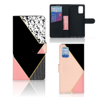 Samsung Galaxy A02s | M02s Book Case Zwart Roze Vormen