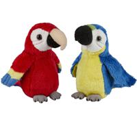 Papegaaien serie pluche knuffels 2x stuks -Blauwe en Rode van 15 cm - thumbnail