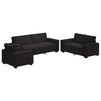 vidaXL 3-delige Loungeset met kussens fluweel zwart, bank, bank zitplaatsen, relaxbank, bank comfort, tv-stoel, vrije tijd fauteuil, fauteuil