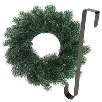 Kerstkrans 35 cm - blauwgroen - met zwarte hanger/ophanghaak - kerstversiering - thumbnail