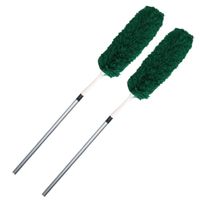 Set van 2x stuks plumeau/duster microvezel met telescoopsteel 75 - 150 cm groen - thumbnail