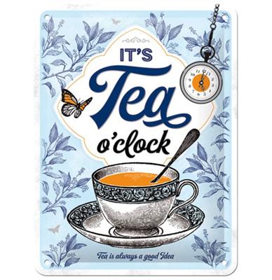 Metalen Bord 15 x 20 cm It's Tea O'Clock
