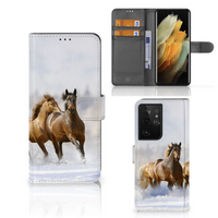 Samsung Galaxy S21 Ultra Telefoonhoesje met Pasjes Paarden