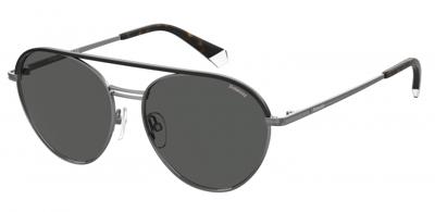 Polaroid zonnebril 2107/S/X heren cat. 3 ovaal RVS zilver/grijs