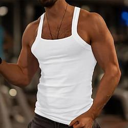 Voor heren Singlet Vest Top Onderhemd Geribbeld gebreid T-shirt Wifebeater-shirt Effen Plein Sport Outdoor Sportkleding Mouwloos Kleding Modieus Streetwear Bodybuilding-fitness Lightinthebox