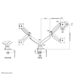 Neomounts NM-D750DBLACK 2-voudig Monitor-tafelbeugel 25,4 cm (10) - 81,3 cm (32) Kantelbaar, Zwenkbaar Zwart