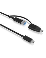 ICY BOX IB-CB034 USB-kabel USB 3.2 Gen 2 (3.1 Gen 2) 1 m USB C USB A Zwart - thumbnail