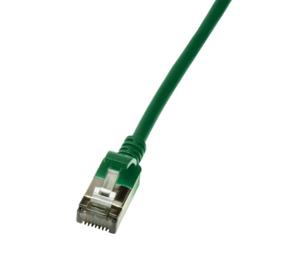 LogiLink CQ9025S RJ45 Netwerkkabel, patchkabel CAT 6A U/FTP 0.50 m Groen Extreem dun, Vlambestendig, Flexibel, Folie afscherming, Halogeenvrij, Snagless,