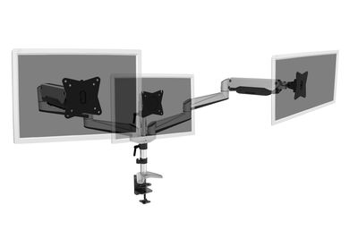Digitus DA-90363 Monitor-tafelbeugel 3-voudig 38,1 cm (15) - 68,6 cm (27) Zwart, Zilver Draaibaar, In hoogte verstelbaar, Kantelbaar, Zwenkbaar, Roteerbaar