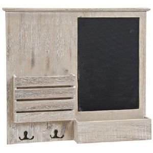 Krijt memobord van hout met haakjes en vakken 52 x 47 cm   -