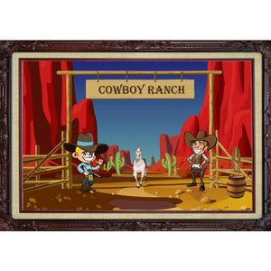 Cowboy ranch deur poster   -