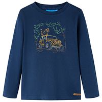 Kindershirt met lange mouwen terreinwagenprint 104 marineblauw - thumbnail