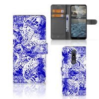 Telefoonhoesje met Naam Nokia 2.4 Angel Skull Blauw