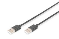 DIGITUS USB 2.0 aansluitkabel - 5.0 m - USB A (St) naar USB A (St) - 480 Mbit/s - Aansluitkabel, USB-kabel - Zwart