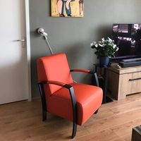 Leren fauteuil met stalen frame - oranje leer - Echt leer, Industrieel, ontdek de vele Leersoorten en Kleuren bij ShopX - thumbnail