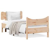 vidaXL Bedframe met hoofdbord massief grenenhout 75x190 cm, bed, slaapkamermeubel, houten bed, eenpersoonsbed, houten bedframe, bedbodem