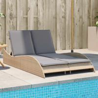 Ligbed met kussens 114x205x73 cm poly rattan beige - thumbnail