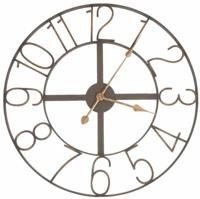 Clayre & Eef 5KL0014 klok vintage grijs groot Ø 60 x 2 cm / 1 x AA batterij (wordt niet meegeleverd) wandklok