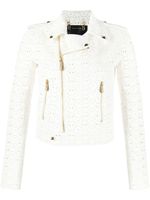 Philipp Plein veste de moto Sangallo en cuir - Blanc - thumbnail