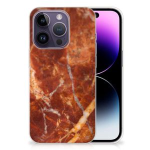 Apple iPhone 14 Pro TPU Siliconen Hoesje Marmer Bruin