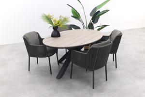 4 Seasons Bernini - Platinum / GI Edison 180 x 115 cm. tafel - ovale tuinset