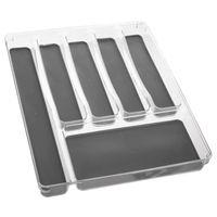 Bestekbak/keuken organizer Tidy Smart 6-vaks grijs transparant kunststof 40 x 32 cm