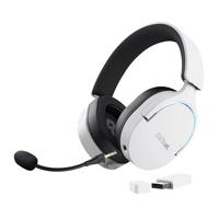 Trust Gaming GXT 491W Fayzo Draadloze Gaming Headset Bluetooth + RF 2.4 GHz, 7.1 Surround Sound, 22 Uur Batterij, 35% Gerecycled Plastic, RGB Headphones Wireless PC PS5 PS4 Switch - Wit