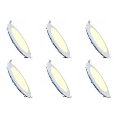 LED Downlight Slim 6 Pack - Inbouw Rond 6W - Warm Wit 2700K - Mat Wit Aluminium - Ø120mm