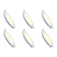 LED Downlight Slim 6 Pack - Inbouw Rond 6W - Warm Wit 2700K - Mat Wit Aluminium - Ø120mm