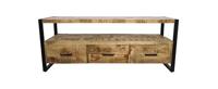 Tv-meubel Havana 150cm met 3 lades - mangohout/ijzer