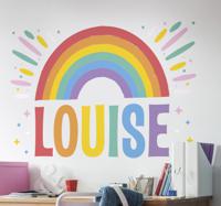 Muursticker kinderkamer zonnige regenboog met naam