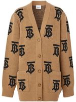 Burberry cardigan à motif monogrammé en intarsia - Marron - thumbnail