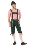 Partychimp Lange Lederhosen Johann Groen, Lederhosen Man Polyester met Bretels voor Oktoberfest Heren - Maat S