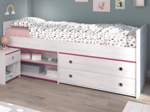 Bed SMOOKIE 90x200 cm witte pijnboom/roze