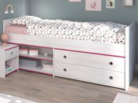 Bed SMOOKIE 90x200 cm witte pijnboom/roze - thumbnail