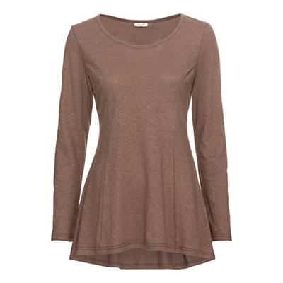 Longshirt van hennep/bio-katoen, licht uitlopend model, taupe 36/38