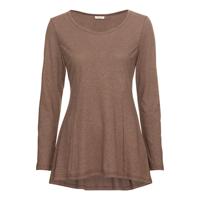 Longshirt van hennep/bio-katoen, licht uitlopend model, taupe 36/38