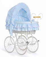 Klassieke Rieten Wieg/Kinderwagen Blauw - thumbnail