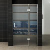 Douchedeur Miami Nisdeur Draaideur met Vaste Wand 140(60-80)x200cm Antikalk Helder Glas Chroom Profiel 8mm Veiligheidsglas Easy Clean